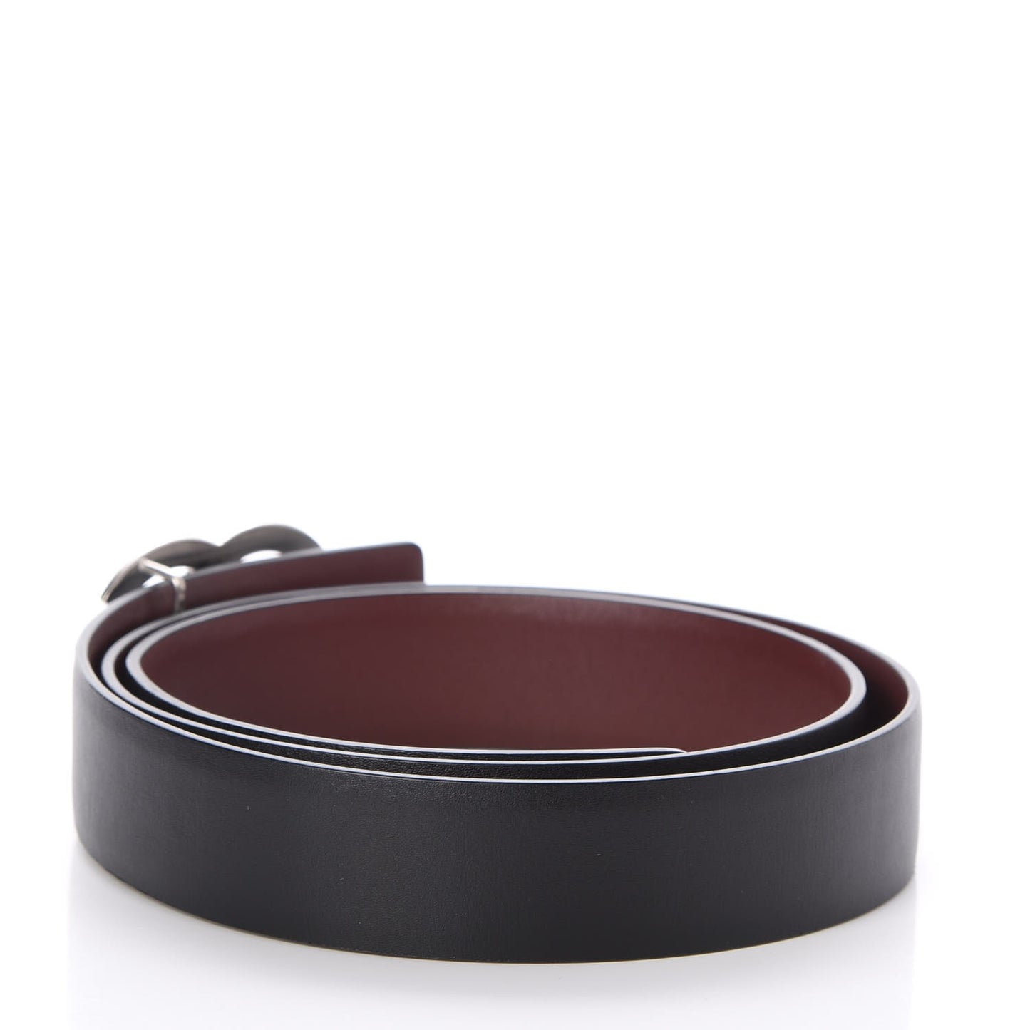 Calfskin CC Reversible Belt 90 Black Burgundy