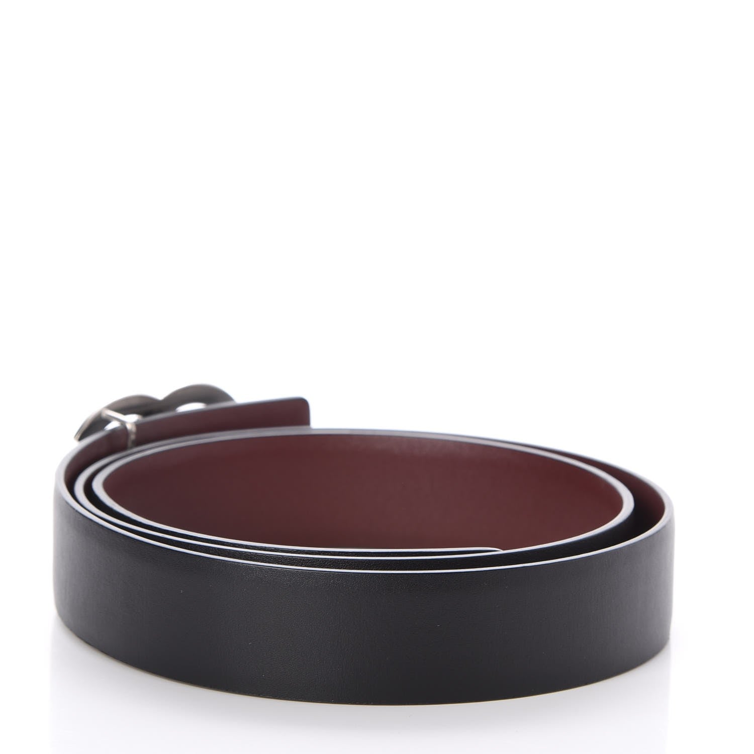 Chanel Calfskin CC Reversible Belt 90 Black Burgundy 3 of 7