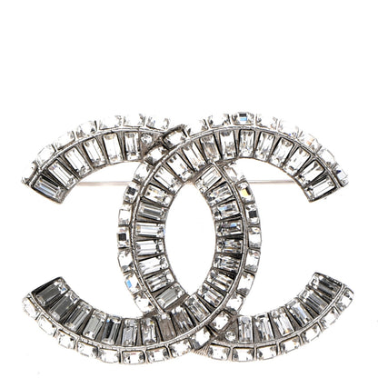 Chanel Baguette Crystal CC Brooch Silver 1 of 5