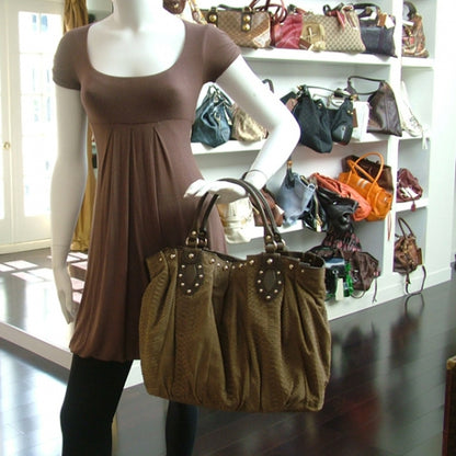 Gucci Python Studded Pelham Tote Brown 2 of 9