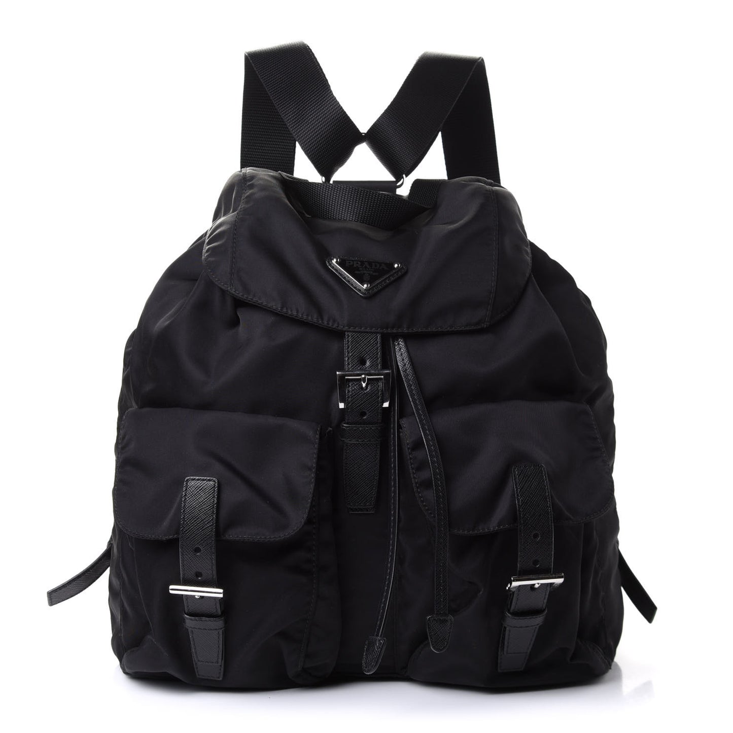 Tessuto Nylon Saffiano Medium Backpack Black