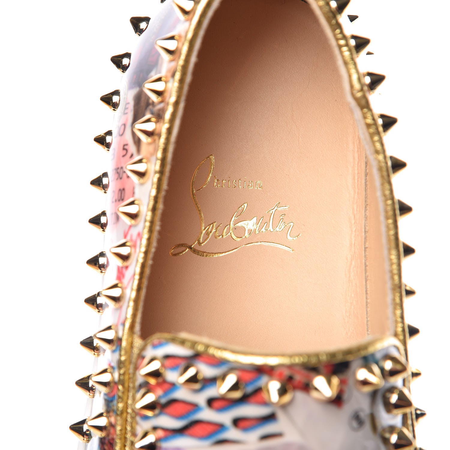 Christian Louboutin Patent Trash Studded Pik Boat Flat Loafers 34.5 Multicolor 8 of 9