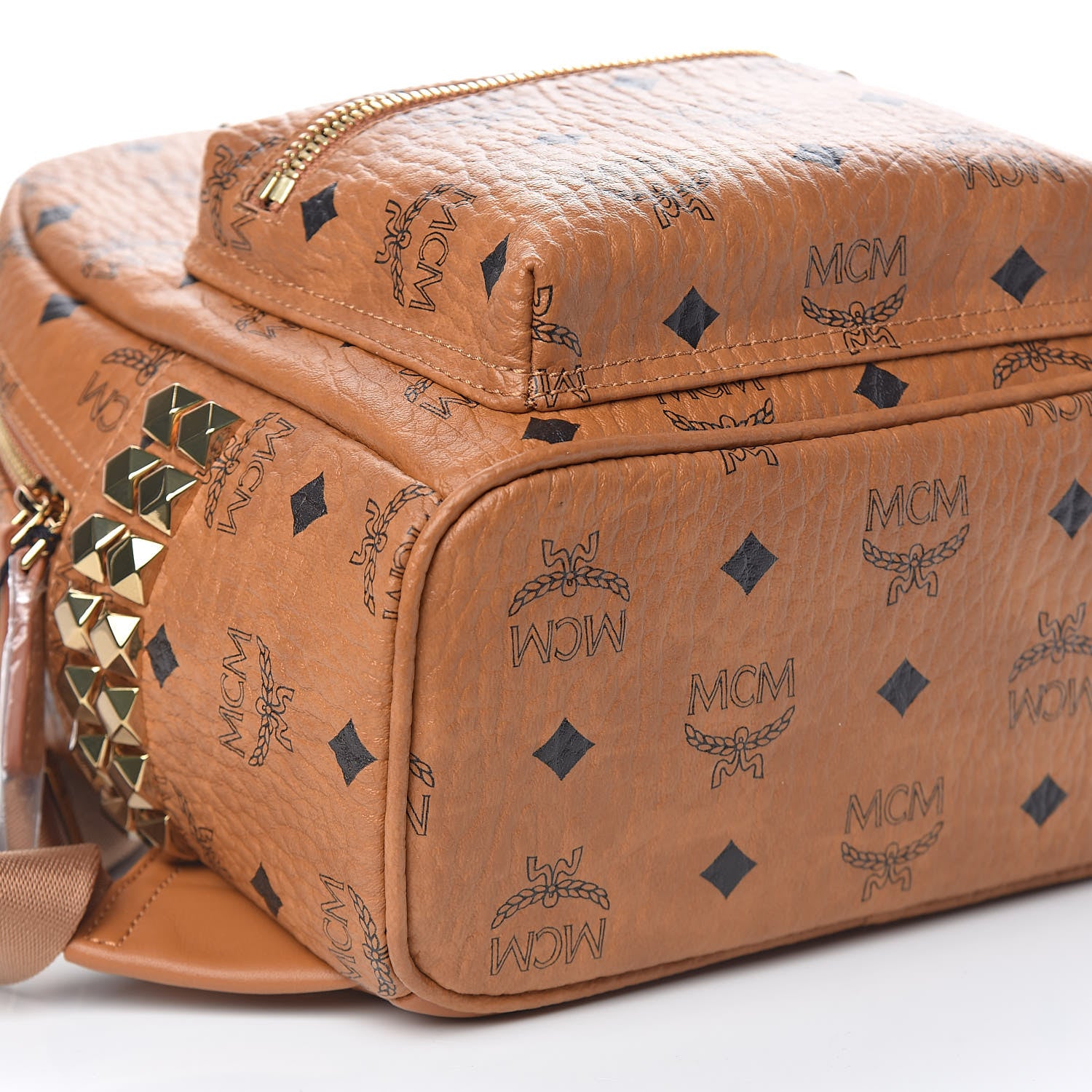 MCM Visetos Side Stud Mini Stark Backpack Cognac 11 of 13