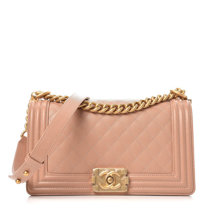 Chanel Caviar Quilted Medium Boy Flap Beige 1 of 9