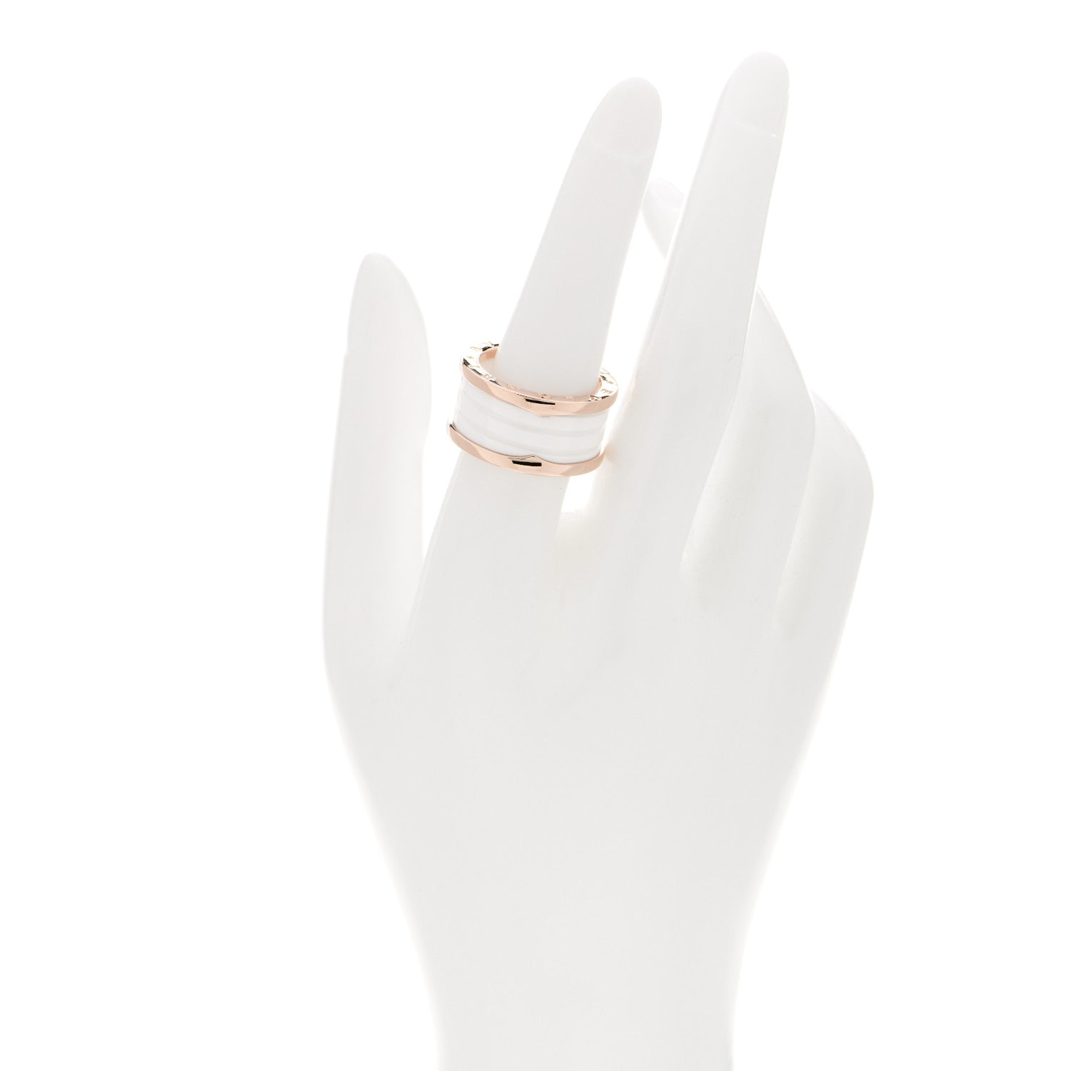 Bulgari 18K Rose Gold White Ceramic B.Zero1 Four-Band Ring 57 8 2 of 6