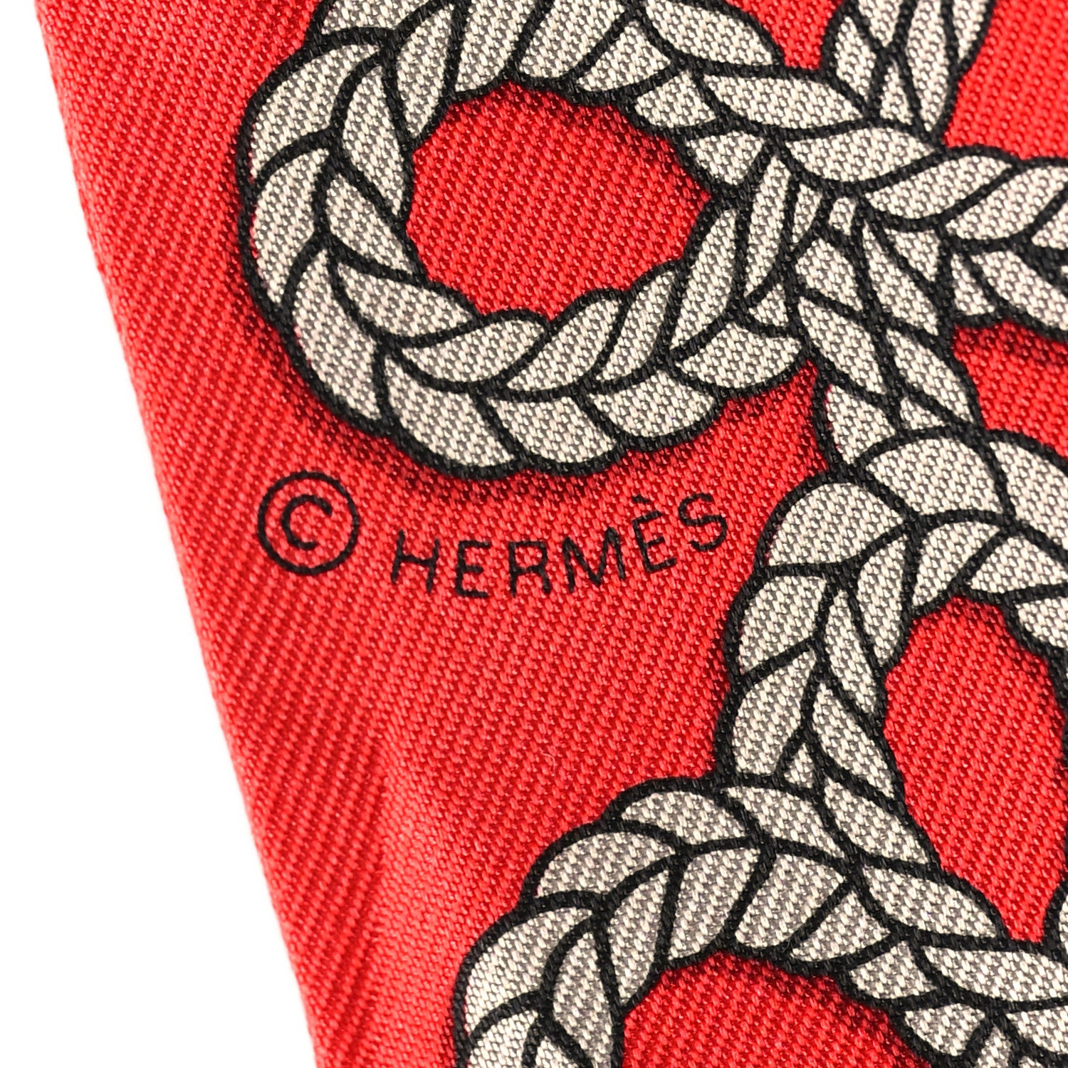 Hermes Silk Galons Et Brandebourg Twilly Rouge Bronze Mastic 4 of 4