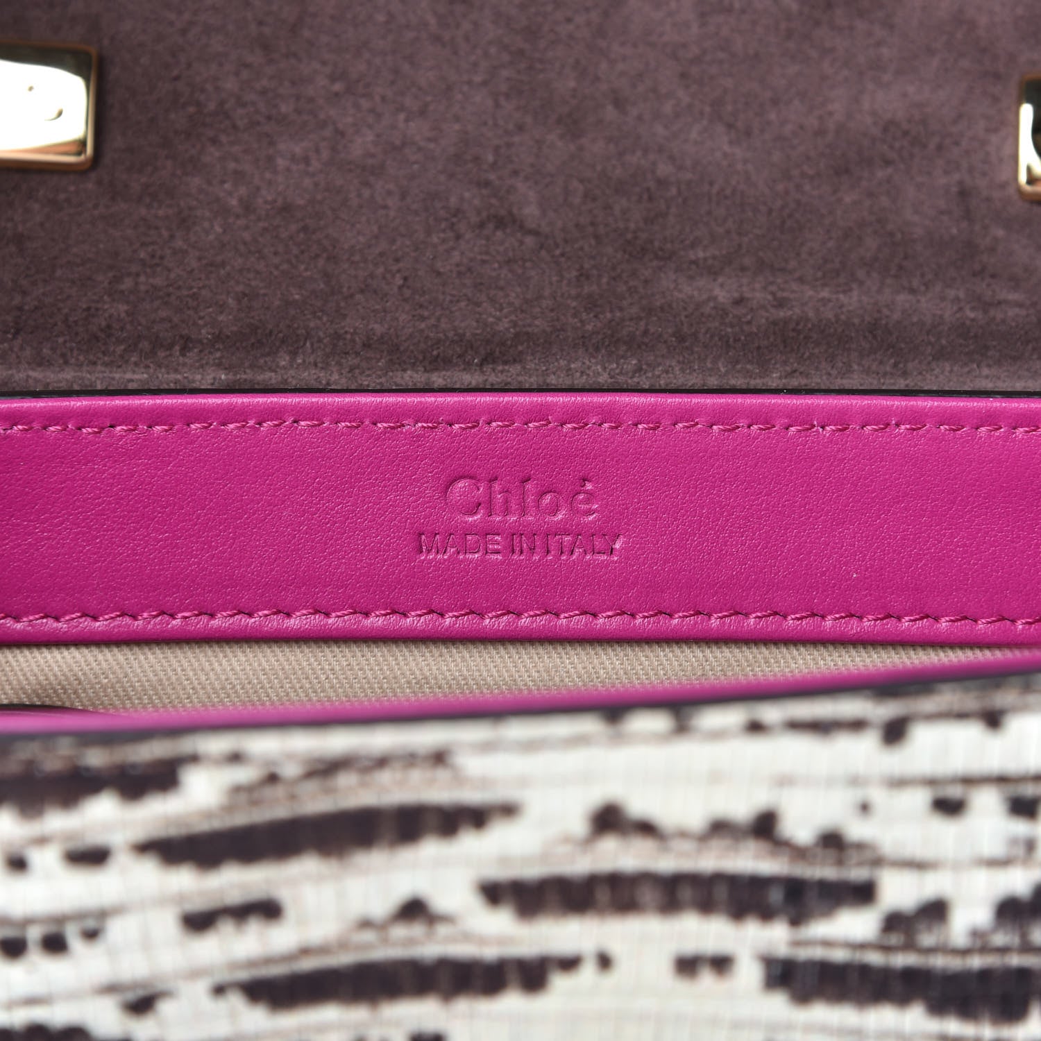 Chloe Shiny Goatskin Calfskin Lizard Embossed Mini C Double Carry Black Raisin 8 of 9