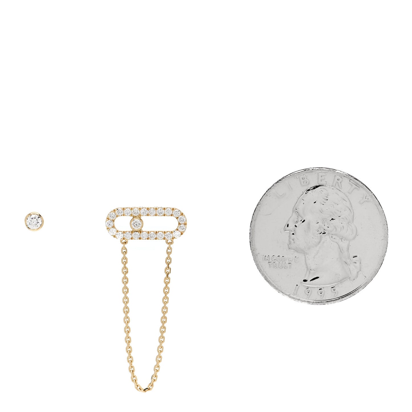18K Yellow Gold Diamond Move Uno Chain and Stud Earrings