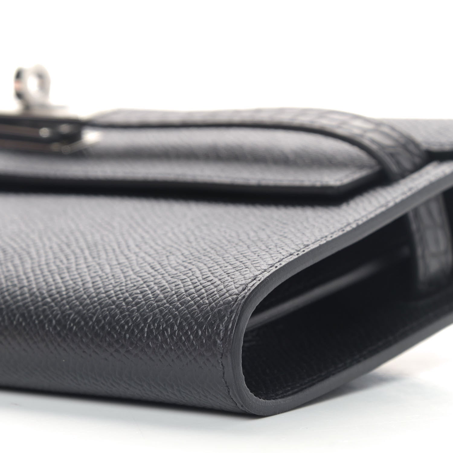 Hermes Epsom Matte Alligator Touch Kelly Wallet To Go Black 7 of 9