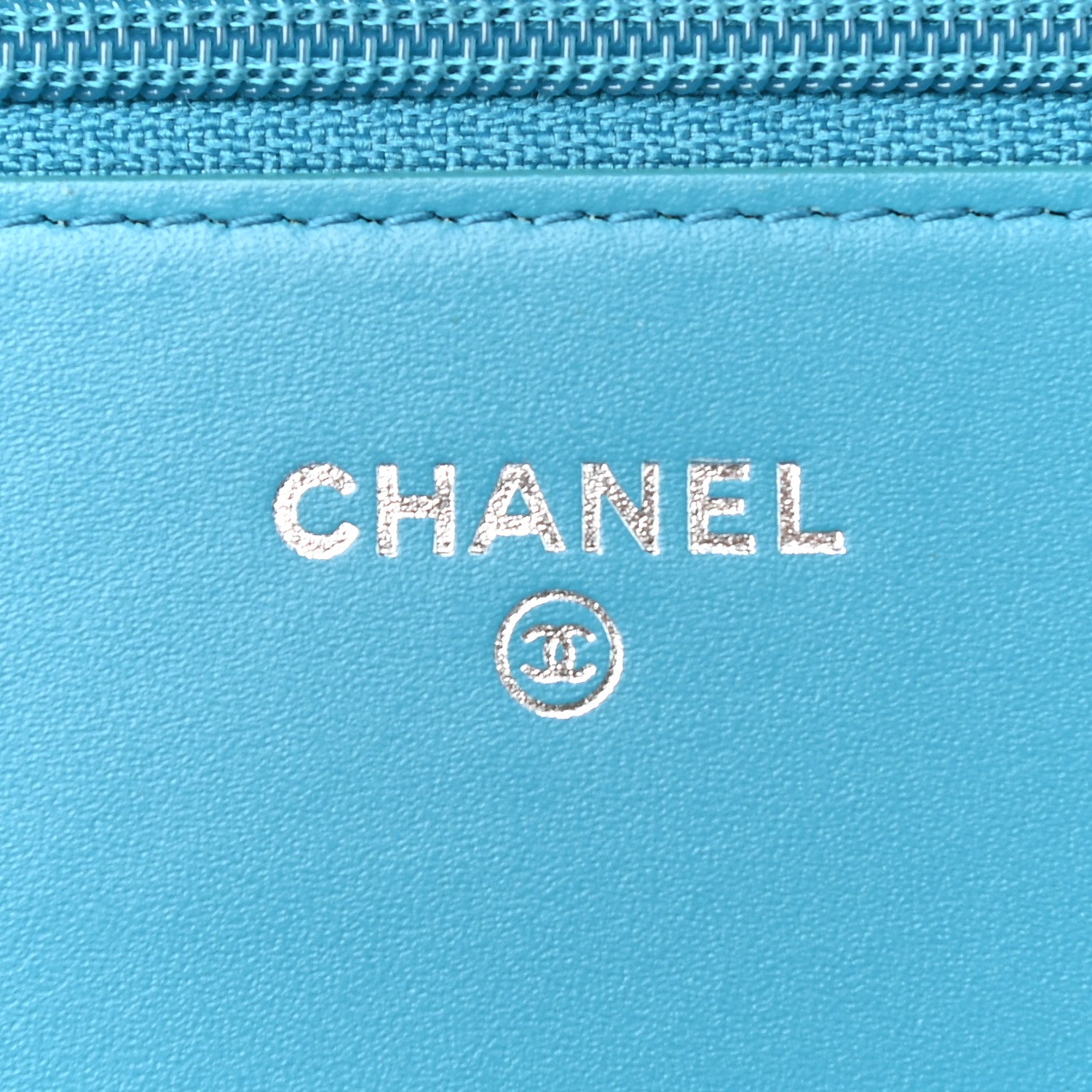 Chanel Patent Calfskin Chevron Quilted Wallet On Chain WOC Blue 6 of 10