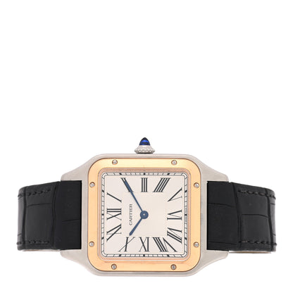 Cartier Stainless Steel 18K Pink Gold Alligator 31.4mm Santos Dumont Quartz Watch 2 of 5