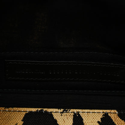 Balenciaga Cotton Canvas Satin Calfskin Leopard Print Logo Navy Cabas S Beige Black 8 of 11