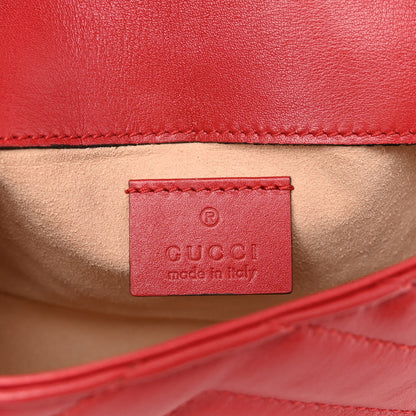 Gucci Calfskin Matelasse Super Mini GG Marmont Shoulder Bag Hibiscus Red 7 of 11