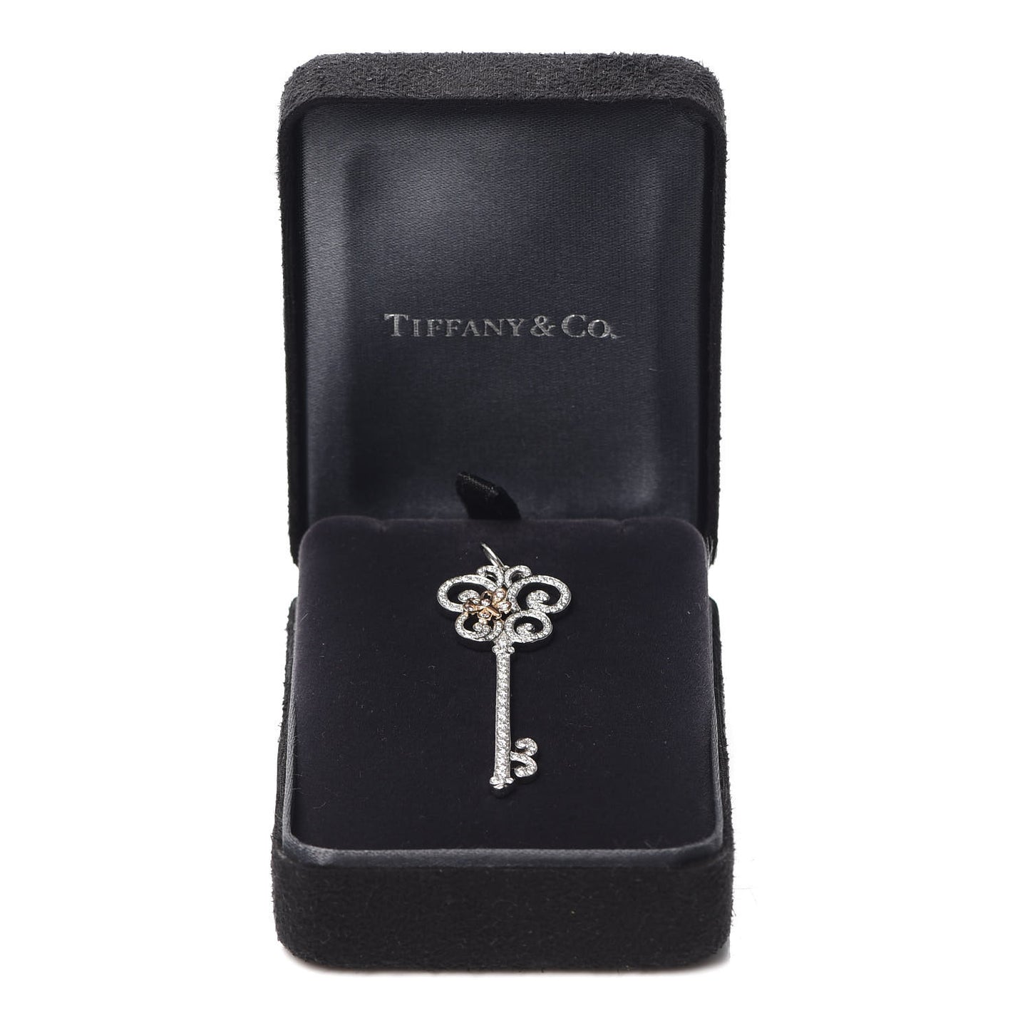 Platinum 18K Rose Gold Diamond Enchant Butterfly Key Pendant