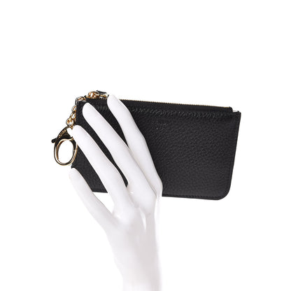 Fendi Cuoio Romano Vitello Grace Key Case Pouch Black Camelia 2 of 8