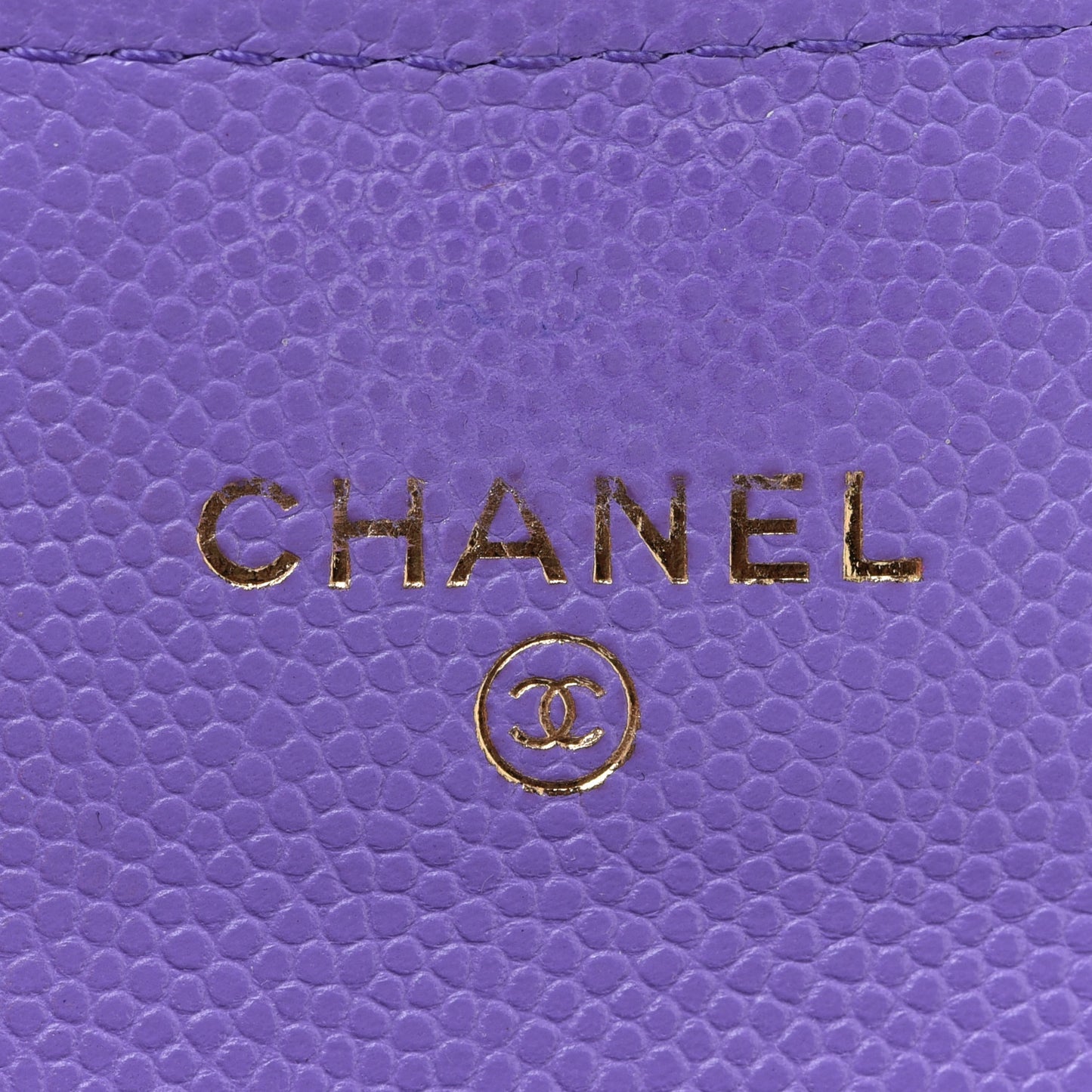 Caviar Quilted Flap Card Holder Wallet Purple