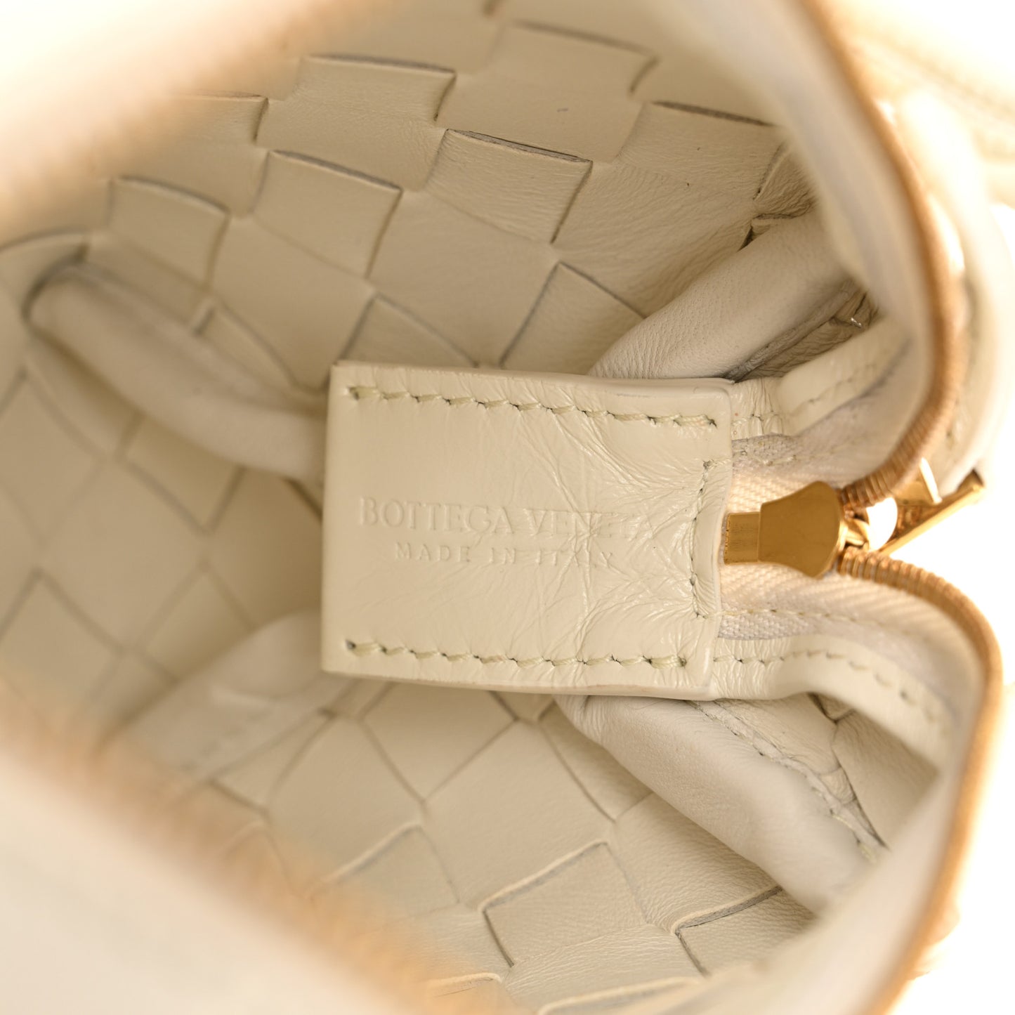 Nappa Intrecciato Metallic Knot Mini Loop Camera Bag Bone