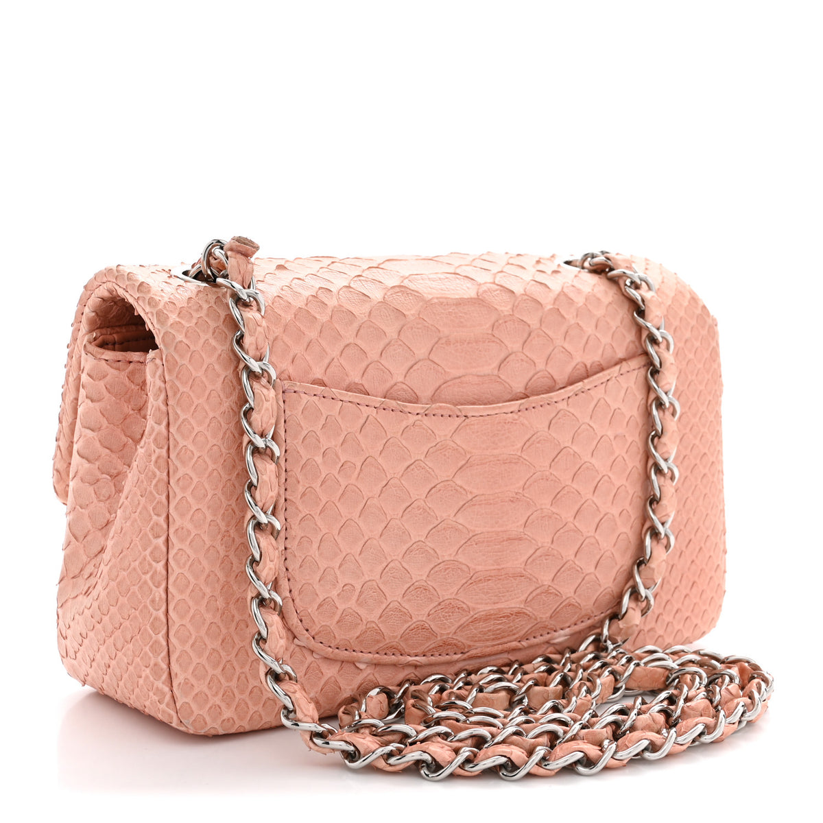 Snakeskin Mini Rectangular Flap Pink