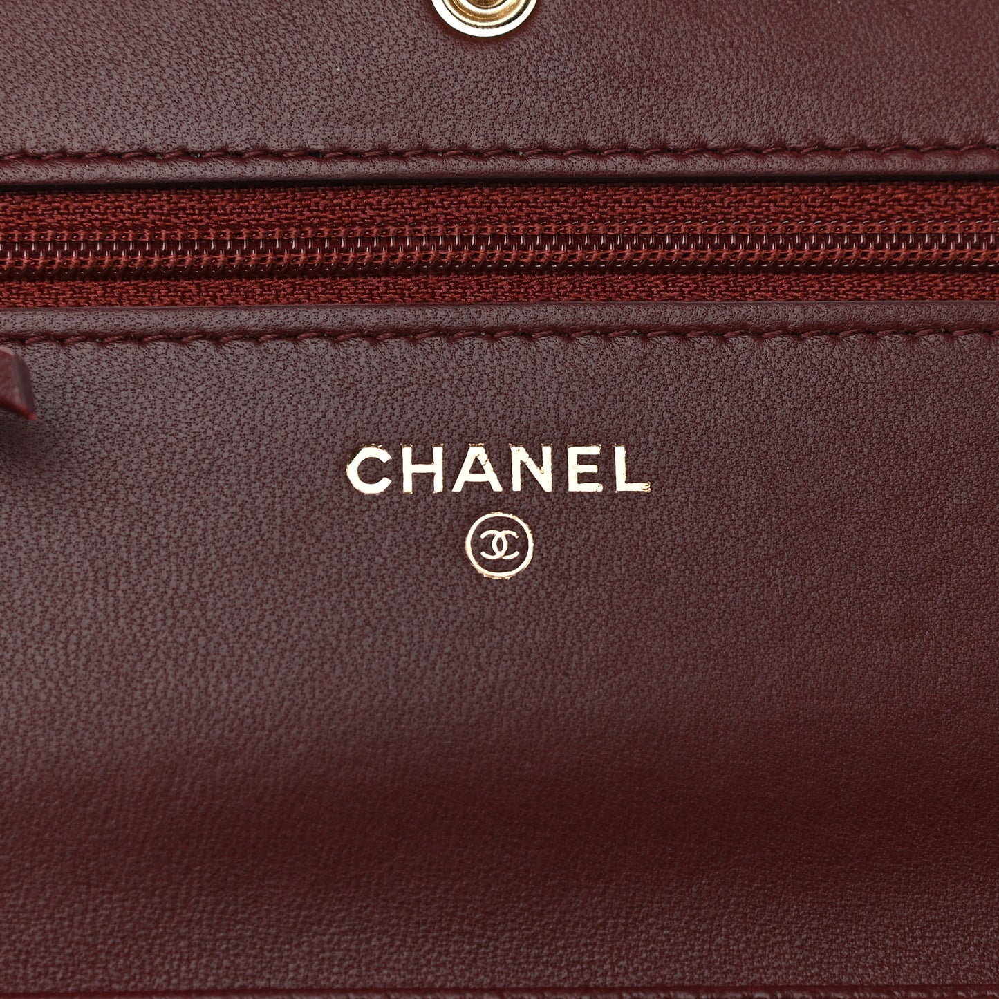 Lambskin Quilted Wallet On Chain WOC Burgundy