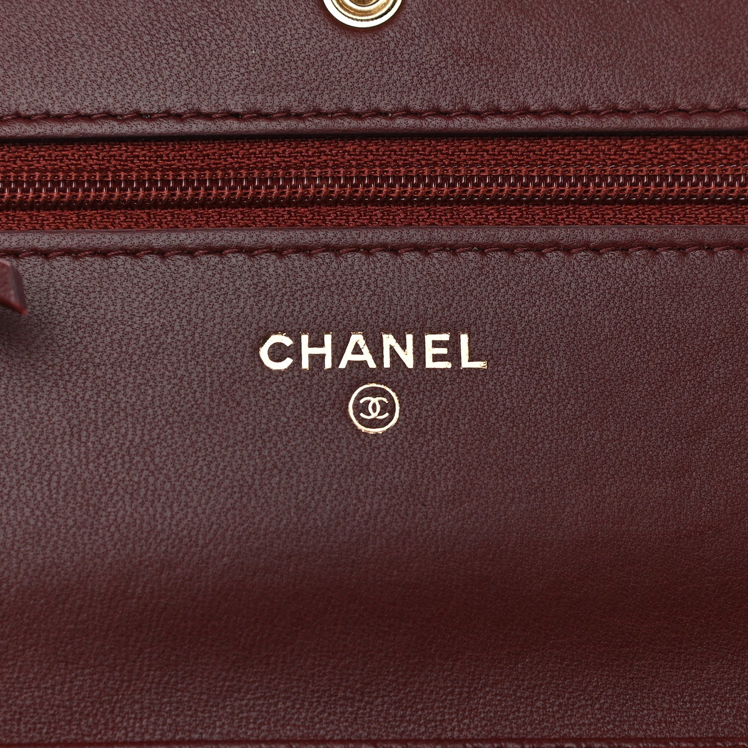 Chanel Lambskin Quilted Wallet On Chain WOC Burgundy 6 of 10
