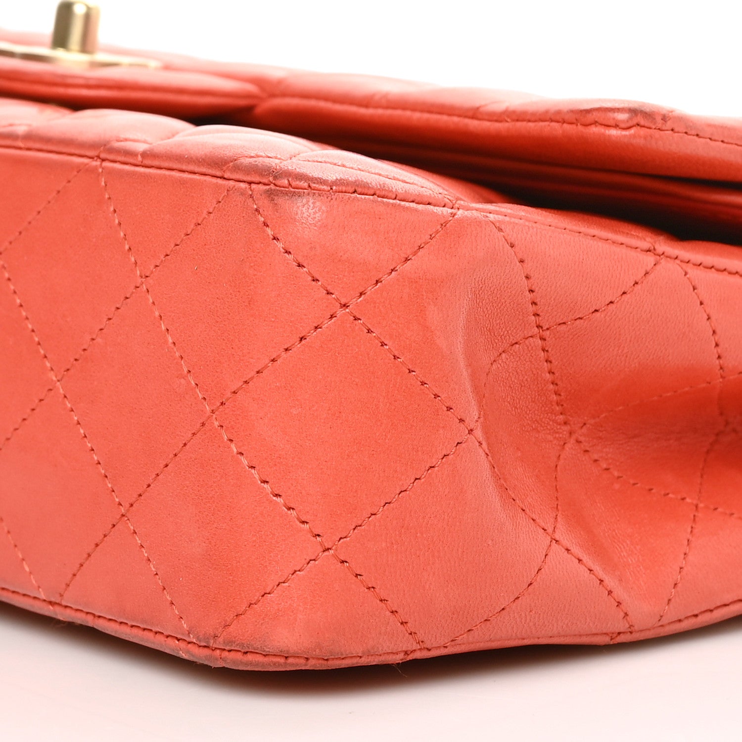 Chanel Lambskin Quilted Medium Double Flap Orange 9 of 13