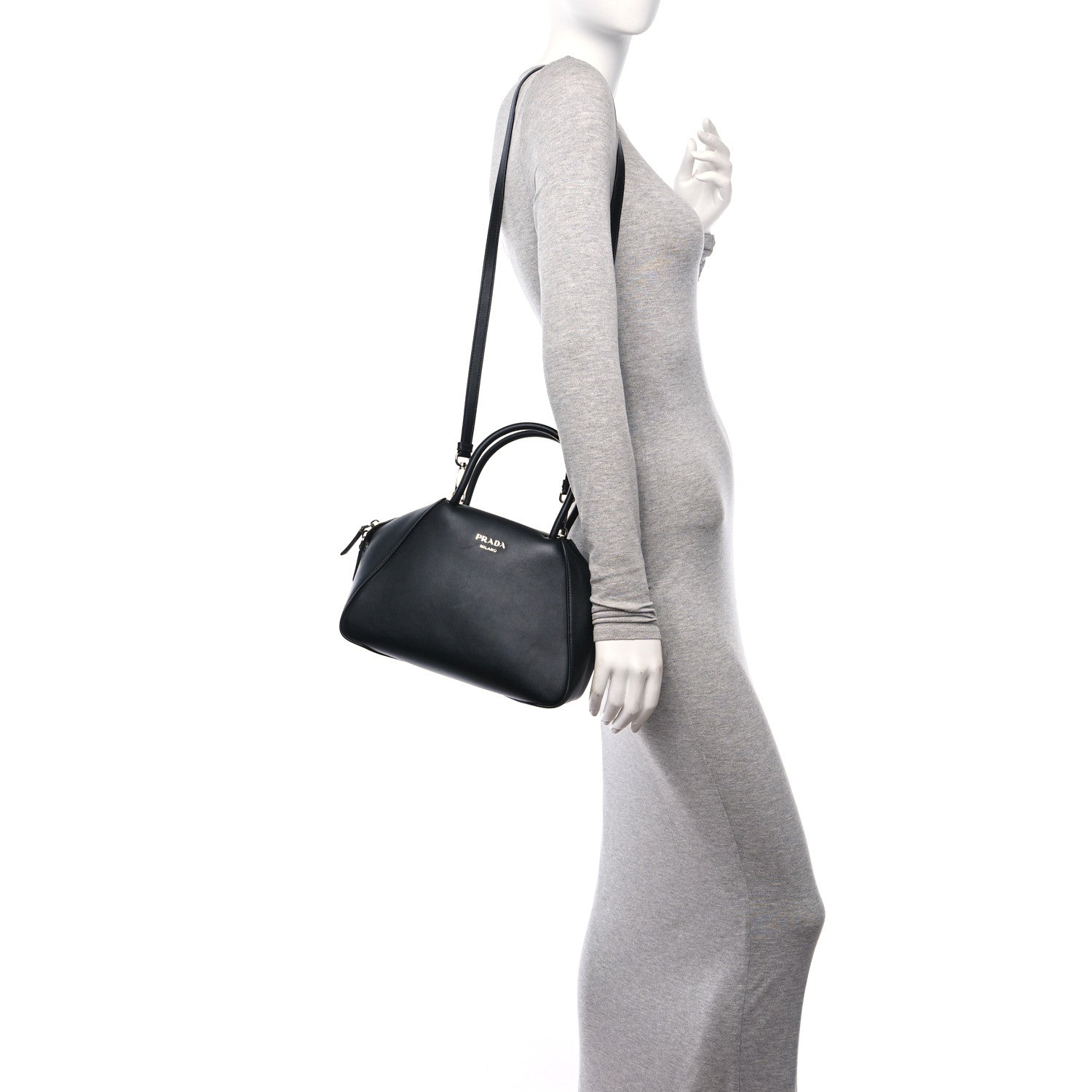 Prada Softy Calfskin Small Supernova Handbag Black 2 of 9