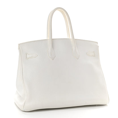 Hermes Taurillon Clemence Birkin 35 White 3 of 11