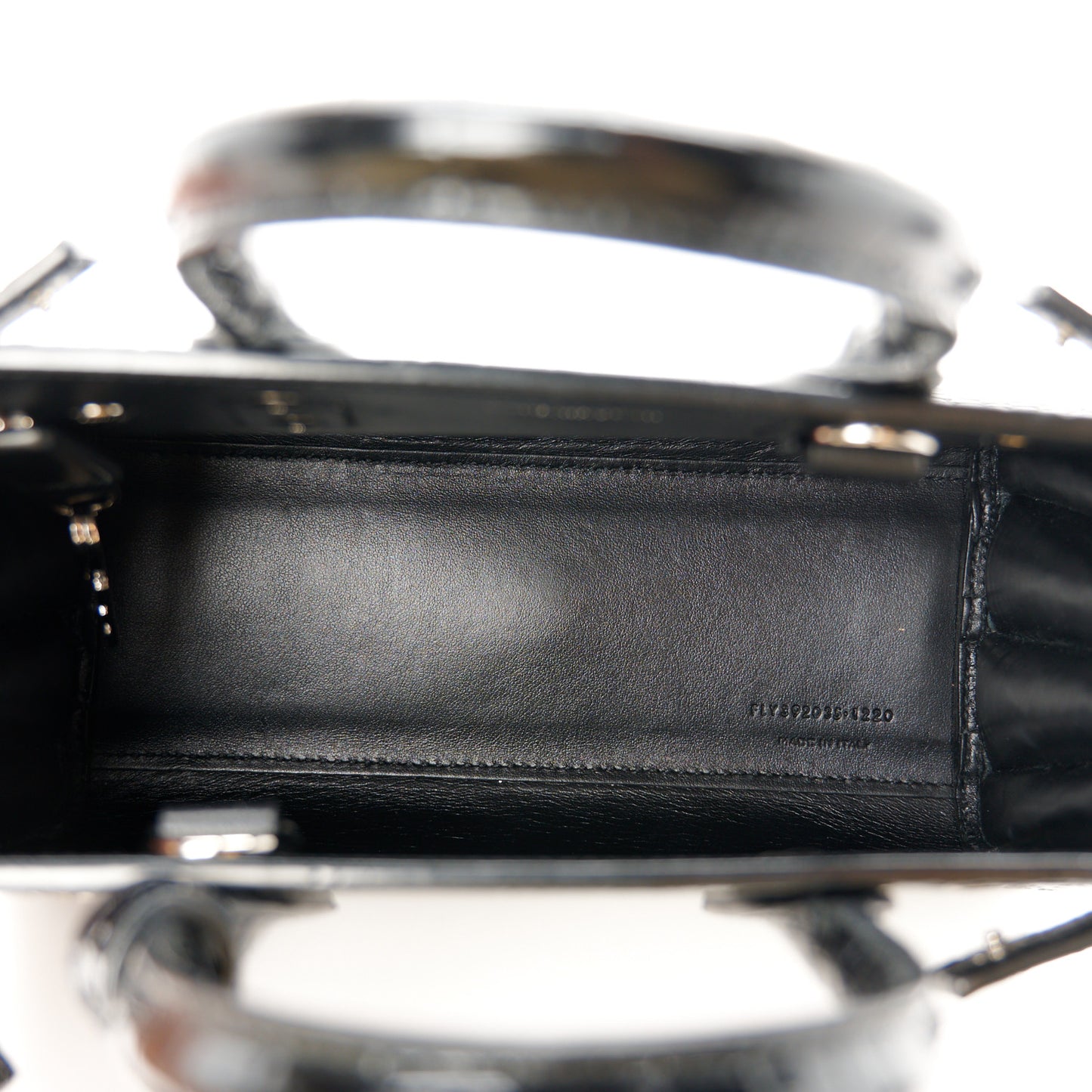Calfskin Crocodile Embossed Nano Sac De Jour Black