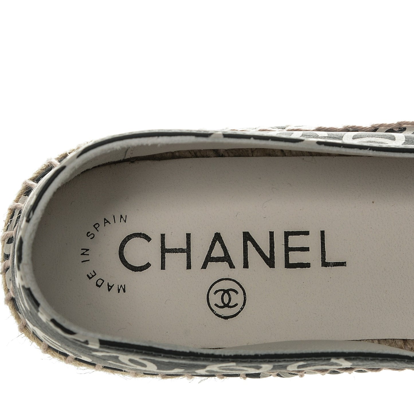 Lambskin Printed CC Espadrilles 38 Black White