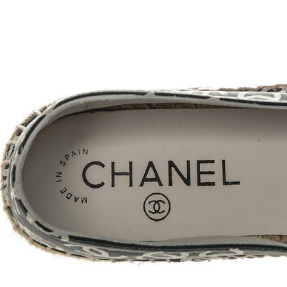 Chanel Lambskin Printed CC Espadrilles 38 Black White 7 of 7