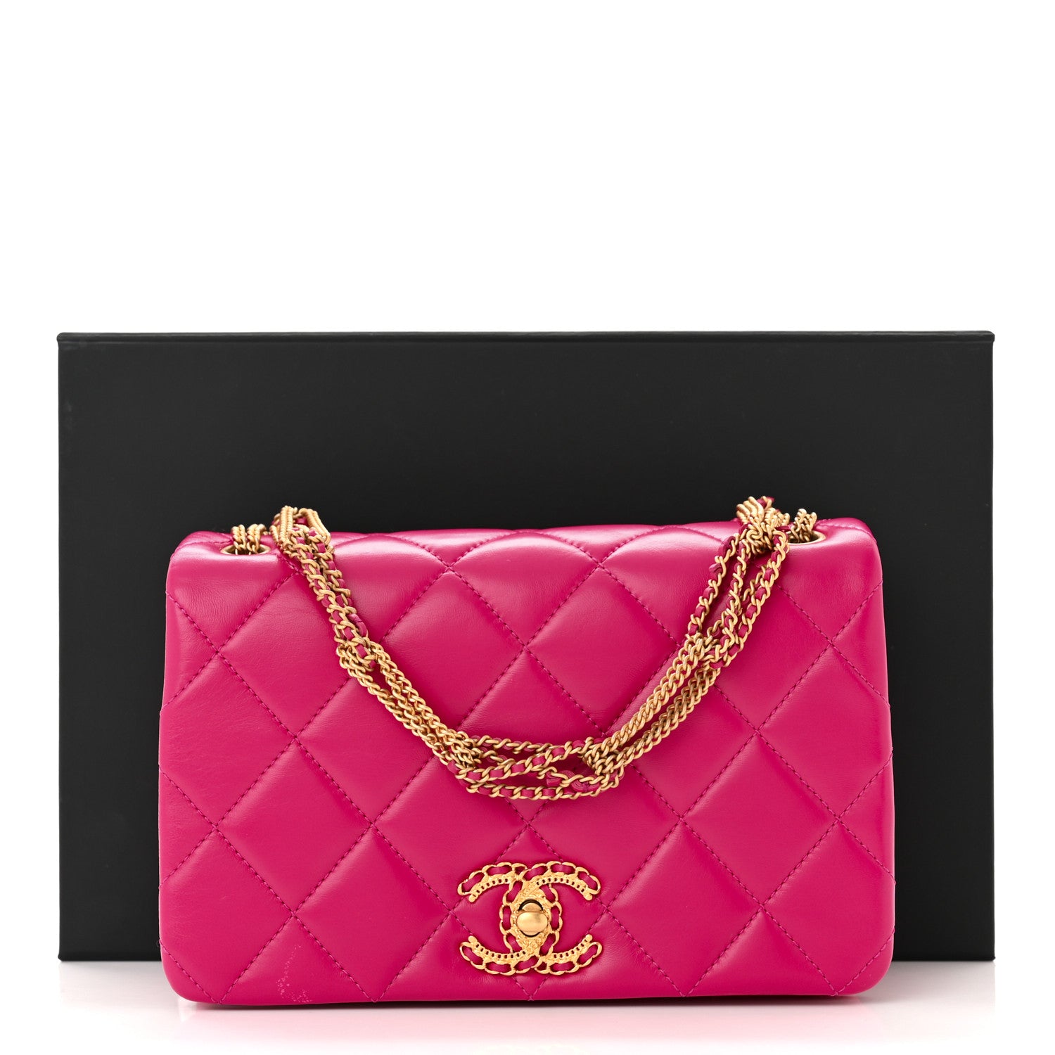 Chanel Lambskin Quilted On And On Small Chain Flap Fuchsia 12 of 12