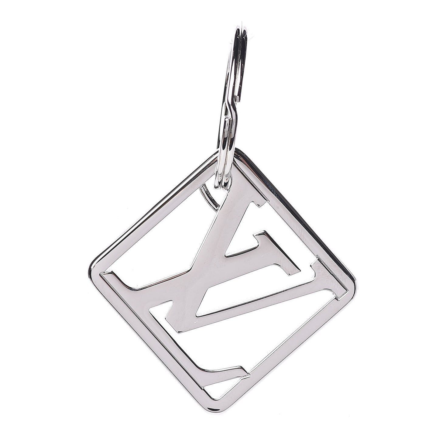 LV Logo Bag Charm Key Holder Silver