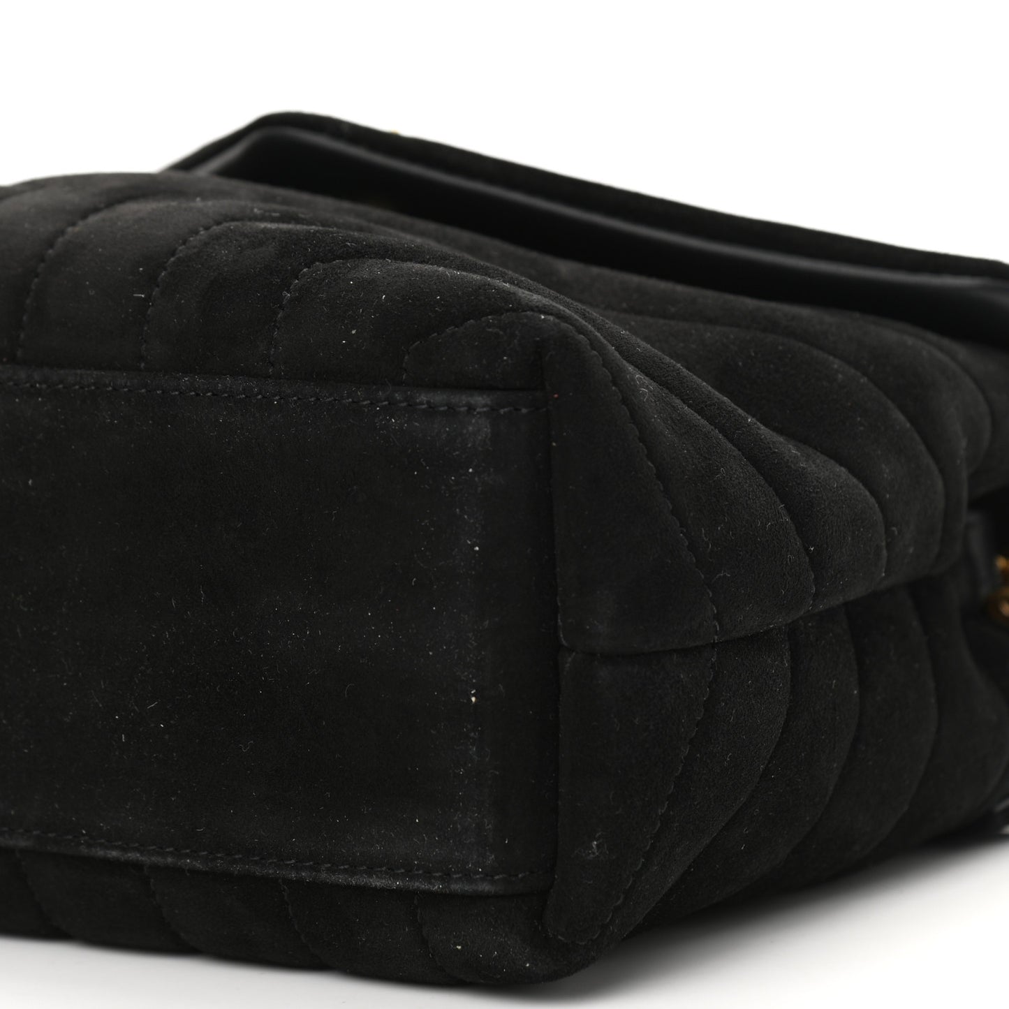 Suede Calfskin Y Quilted Monogram Small Loulou Chain Satchel Black