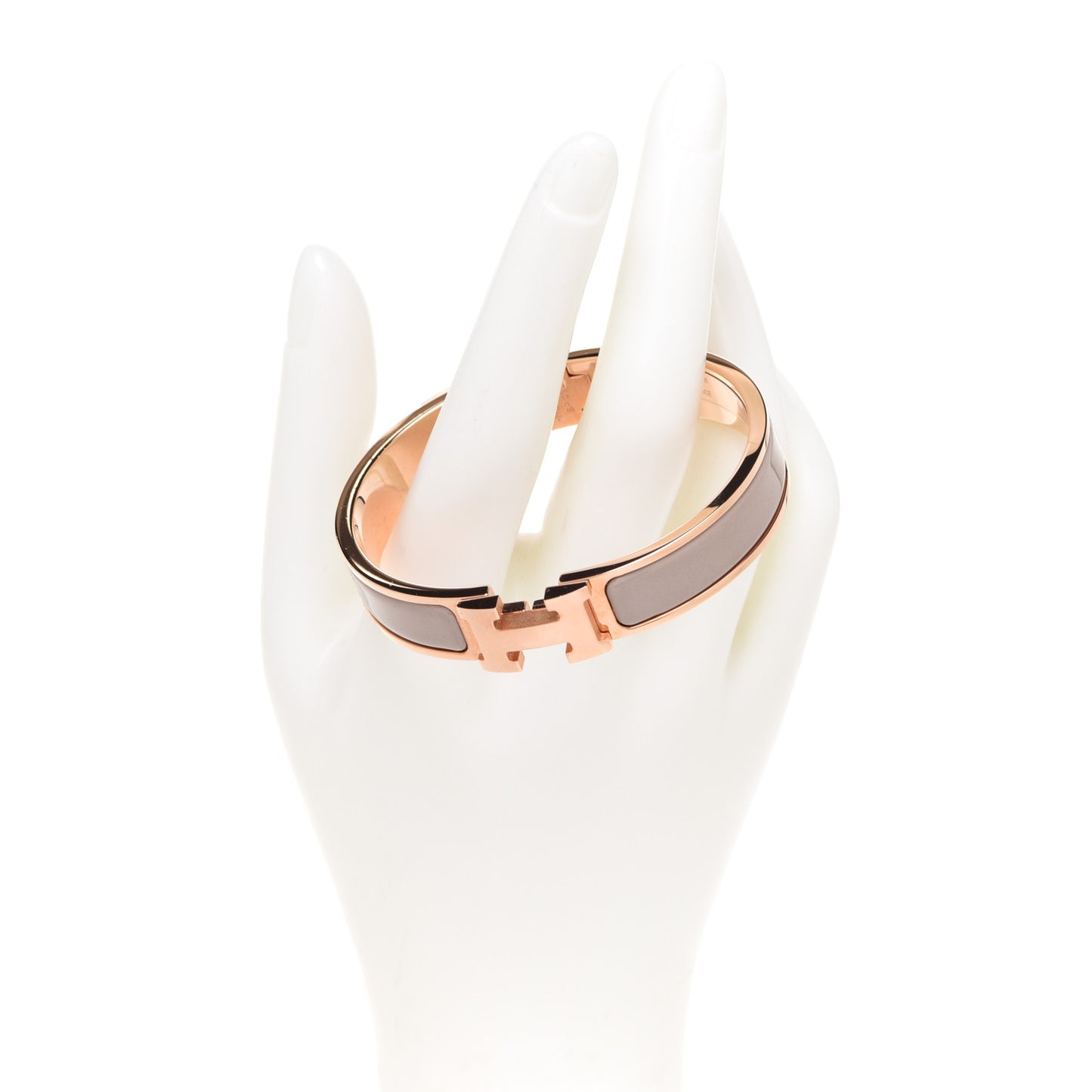 Enamel Narrow Clic Clac H Bracelet GM Marron Glace
