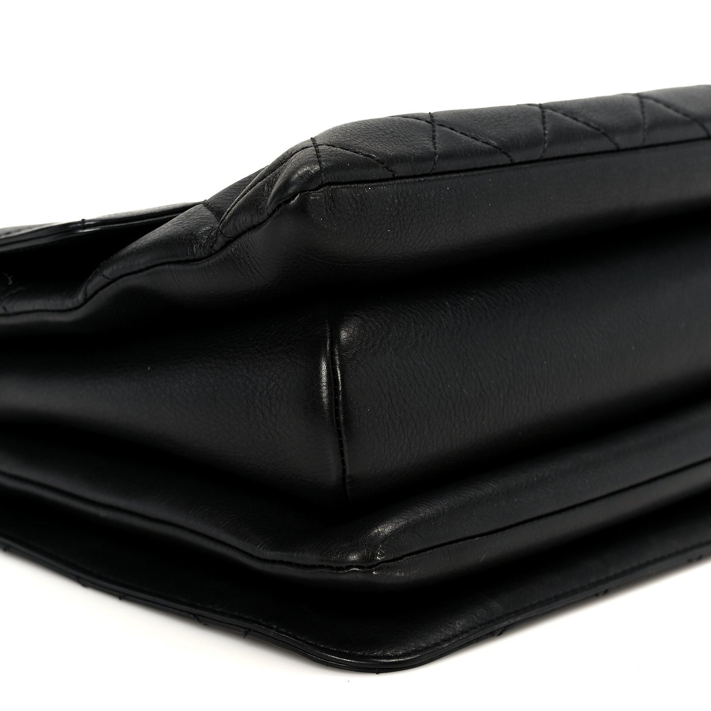 Calfskin Quilted Small Gold Top Handle Flap Black