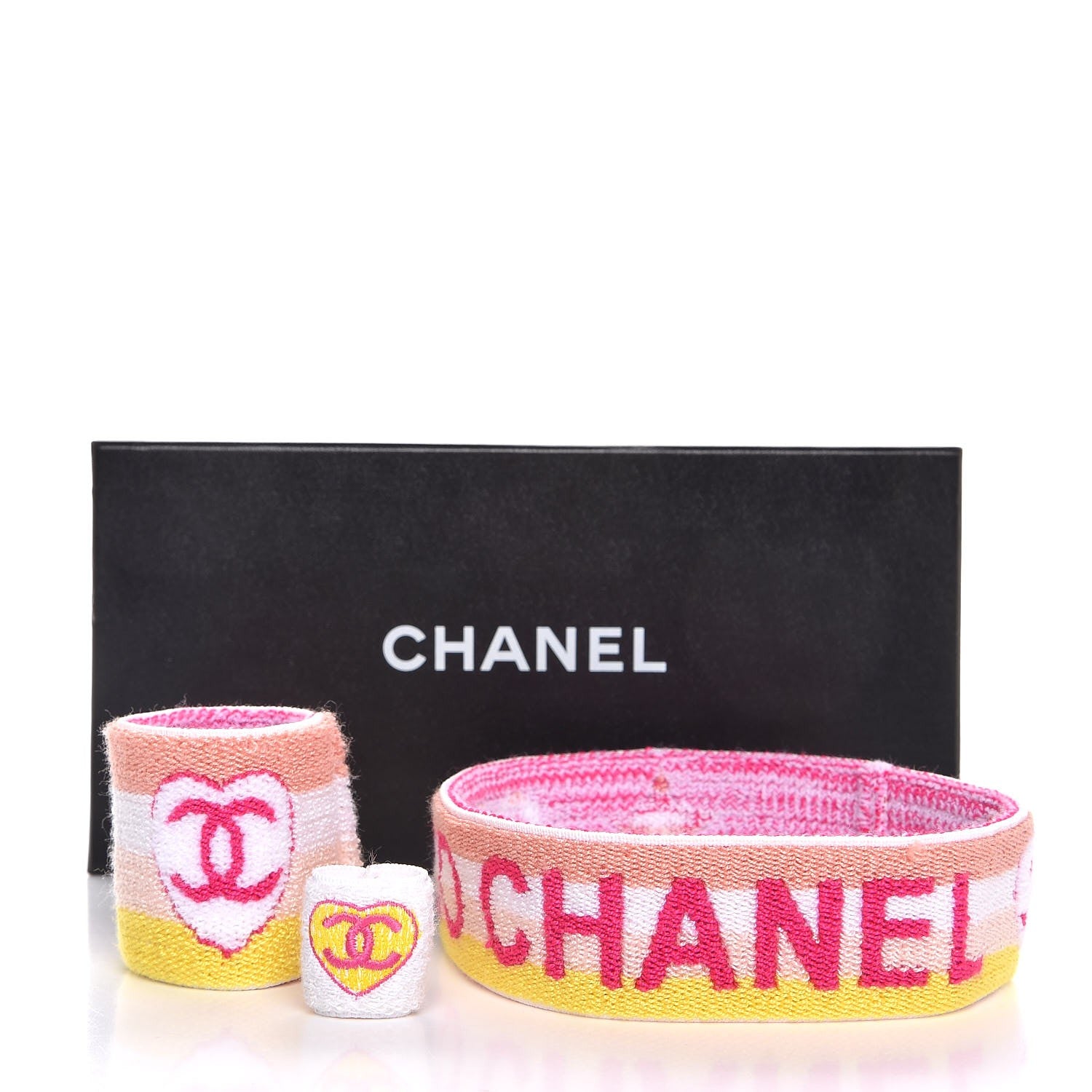 Chanel Knit Coco CC Headband Wristband Set Multicolor 303481
