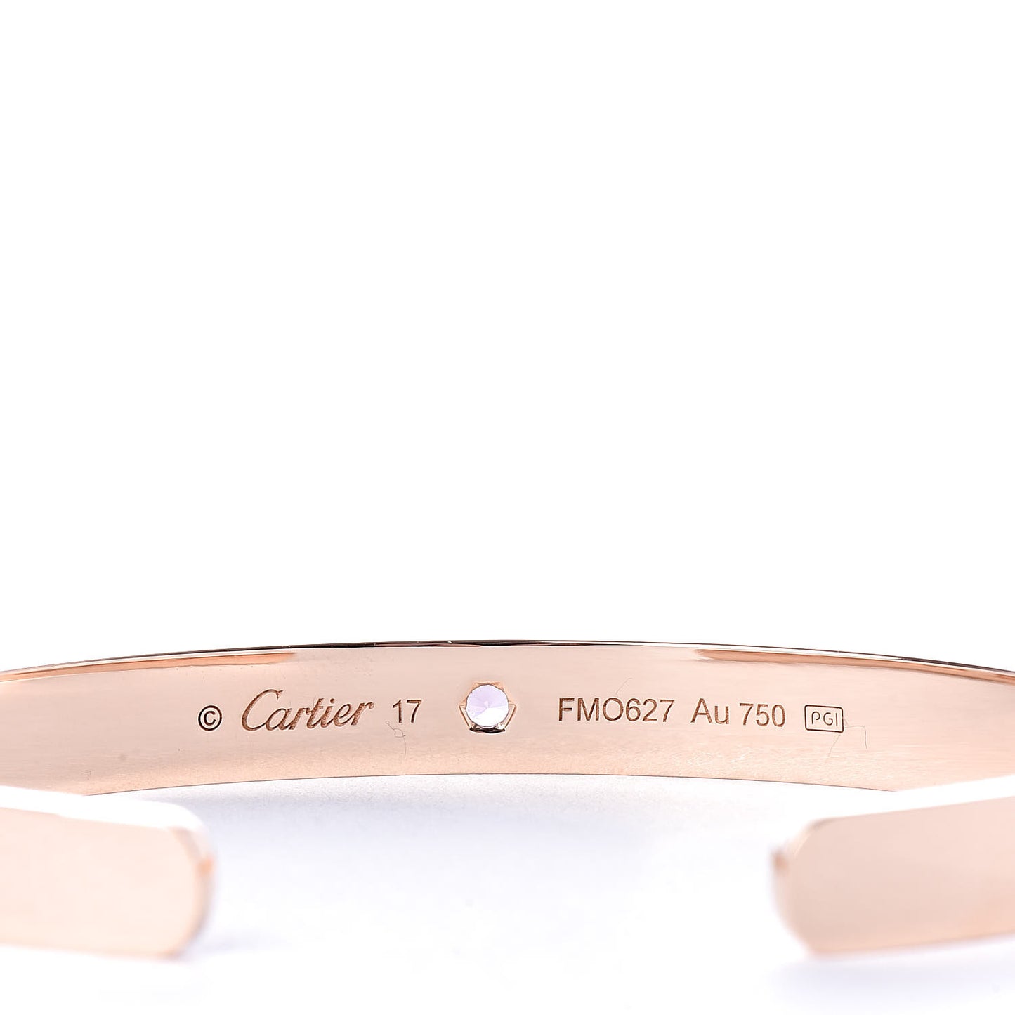 18K Pink Gold Pink Sapphire LOVE Cuff Bracelet 17