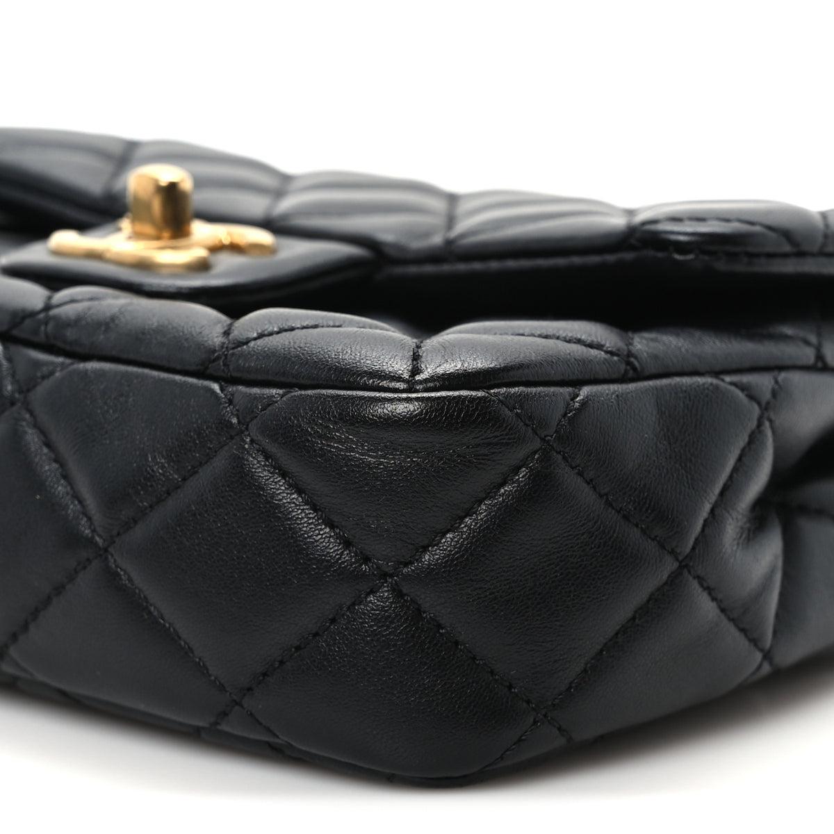Lambskin Enamel Quilted Mini Coco Hearts Square Flap Black