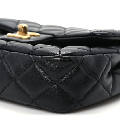 Chanel Lambskin Enamel Quilted Mini Coco Hearts Square Flap Black 10 of 10