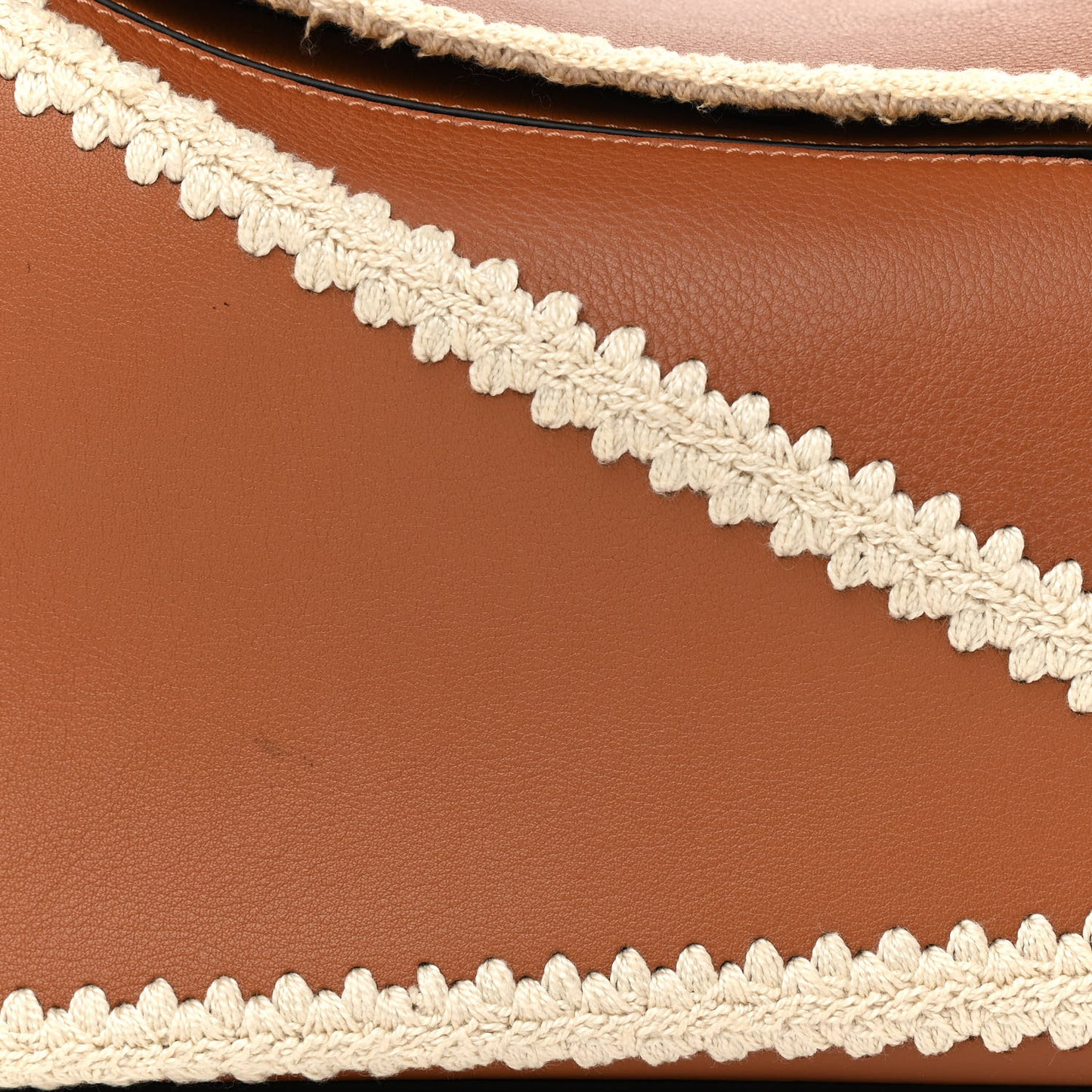 Calfskin Crochet Trim Medium Puzzle Bag Tan