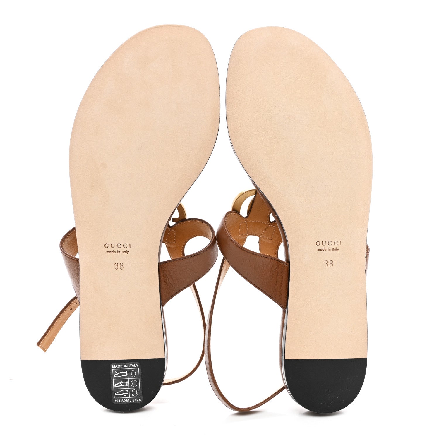Gucci Calfskin Double G Thong Sandals 38 Cuir 5 of 7