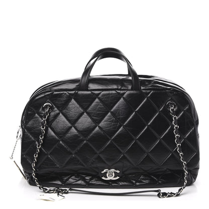 Chanel Aged Calfskin Quilted Large Express Bowling Bag Black 1 of 10