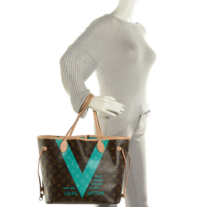 Louis Vuitton Monogram V Neverfull MM Turquoise 2 of 10