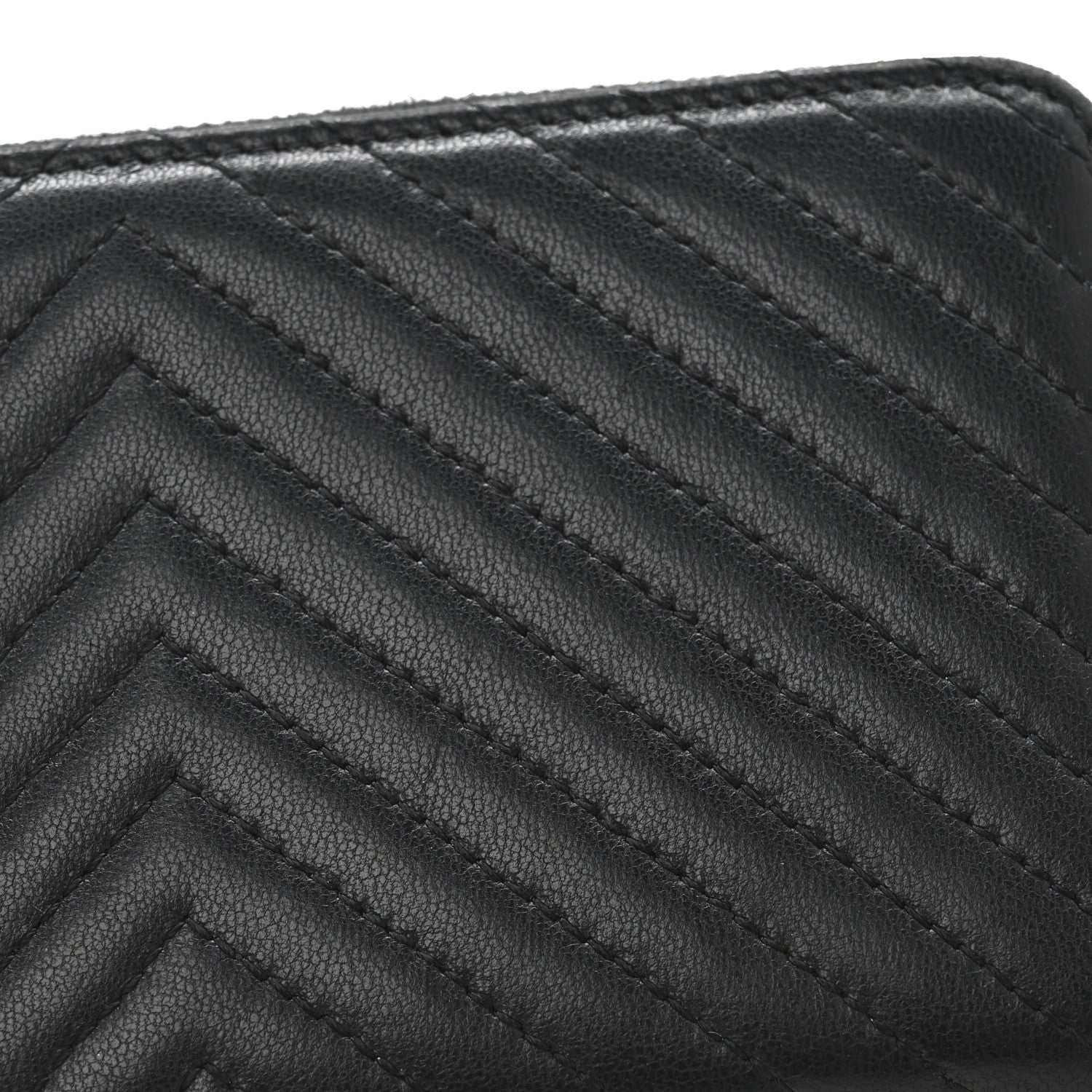 Chanel Lambskin Chevron Quilted Zip Around Wallet Black 10 of 10