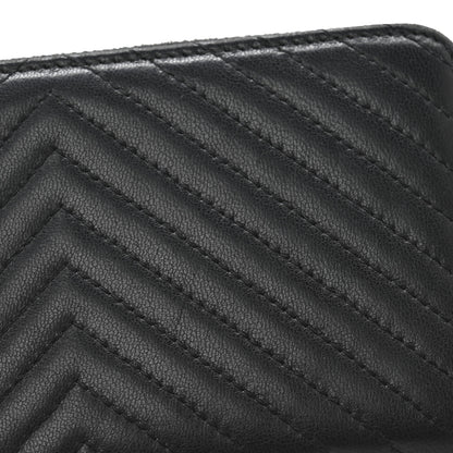 Chanel Lambskin Chevron Quilted Zip Around Wallet Black 10 of 10