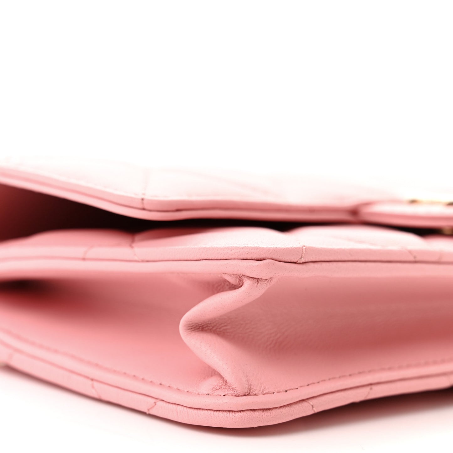 Lambskin Quilted Resin Bi-Color Chain Wallet On Chain WOC Pink