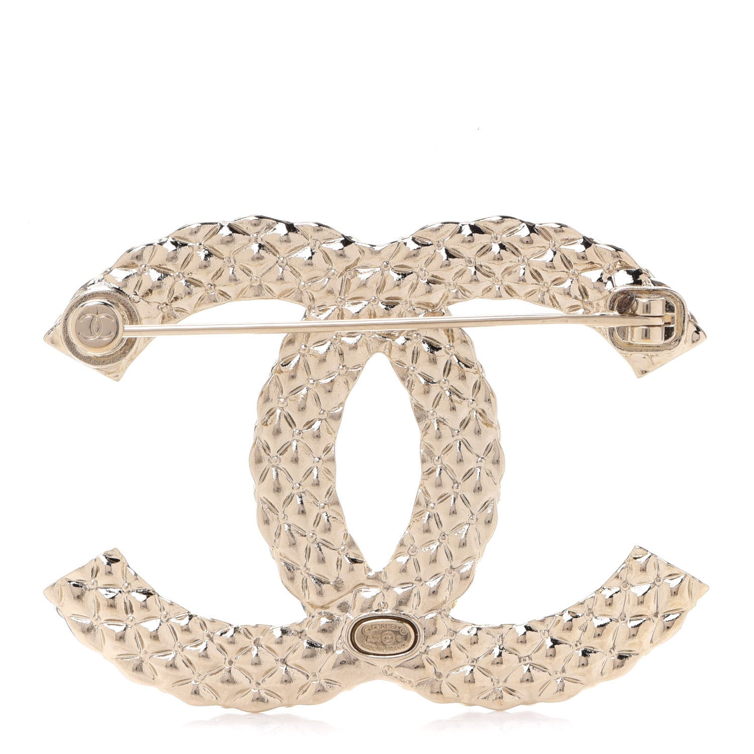 Chanel Metal Crystal Baguette CC Brooch Gold 3 of 5