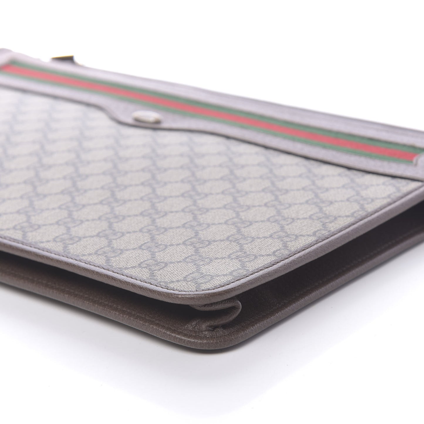 GG Supreme Monogram Textured Calfskin Web Ophidia Documents Holder Beige Ebony New Acero