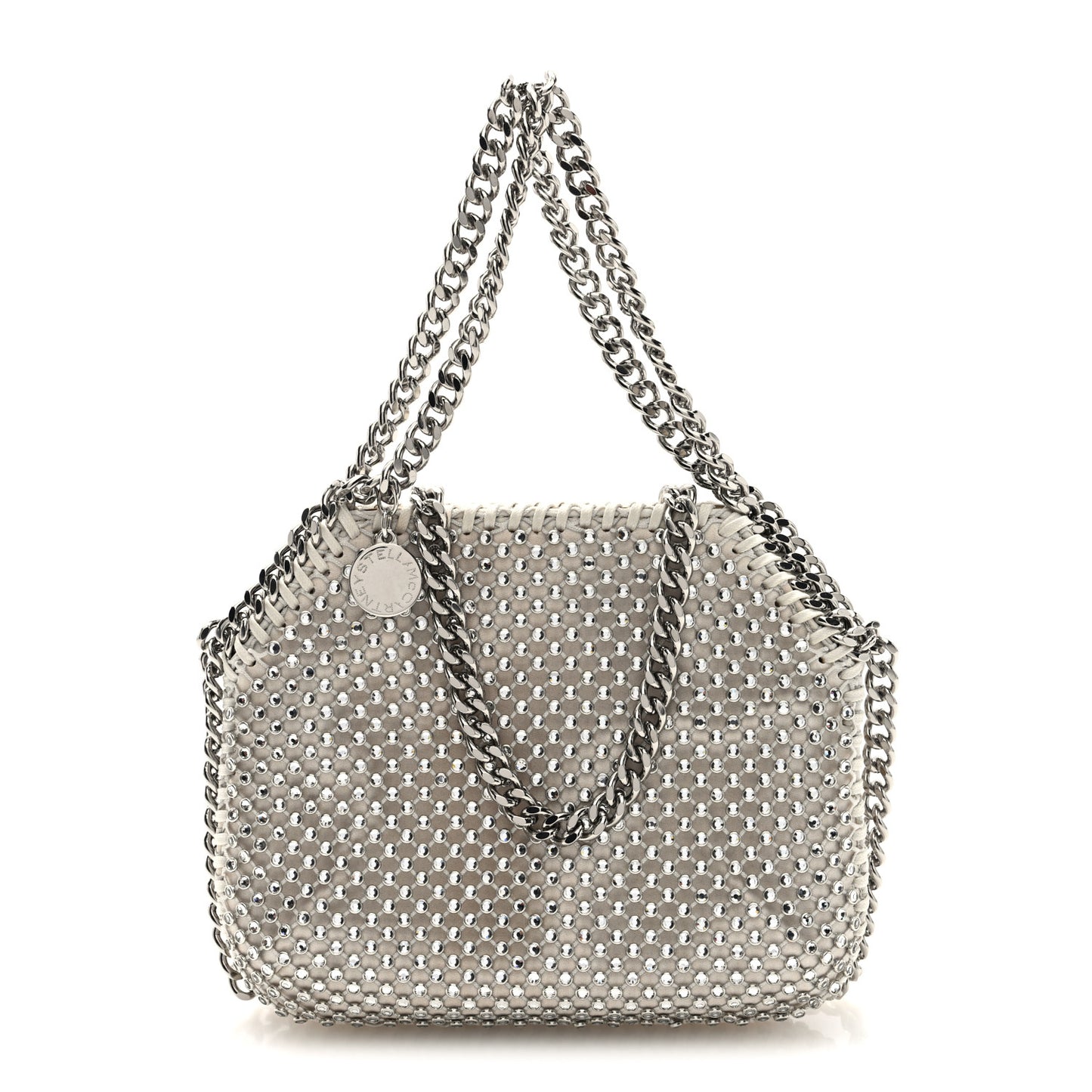 Crystal Mesh Tiny Falabella Crossbody Bag Oyster