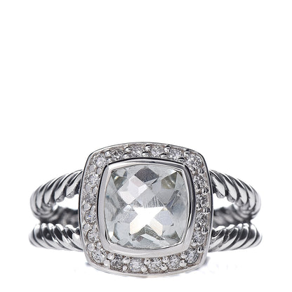 David Yurman Sterling Silver Diamond Prasiolite 7mm Petite Albion Ring 50 5.5 1 of 5
